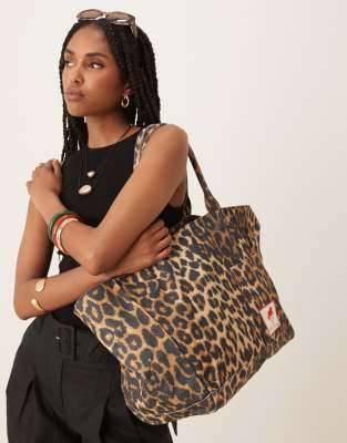 camila canvas tote bag in leopard print-Multi