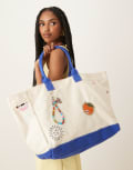 [Becksondergaard] Becksondergaard Camila canvas tote bag in patch print-White No Size WHITE