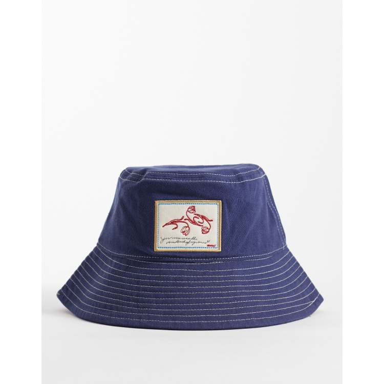 Becksondergaard canvas cotton bucket hat in navy blue | ASOS