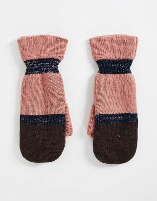 Becksondergaard Becksondergaard colour block mittens in sand-Neutral