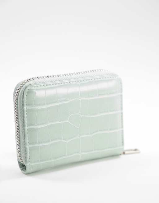 Becksondergaard croc embossed small zip coin purse in pastel yellow ASOS