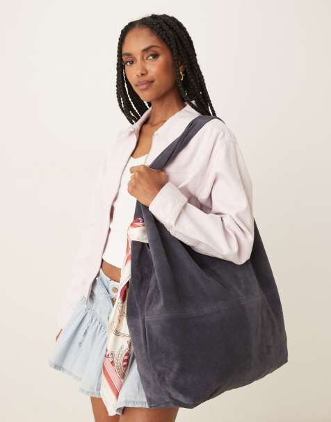 Becksondergaard dalliea suede slouchy shoulder tote bag in dark blue - view 1