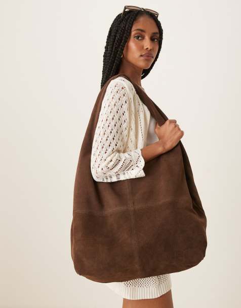Becksondergaard dalliea suede slouchy shoulder tote bag in dark brown - view 1