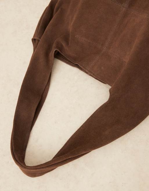 Becksondergaard dalliea suede slouchy shoulder tote bag in dark brown