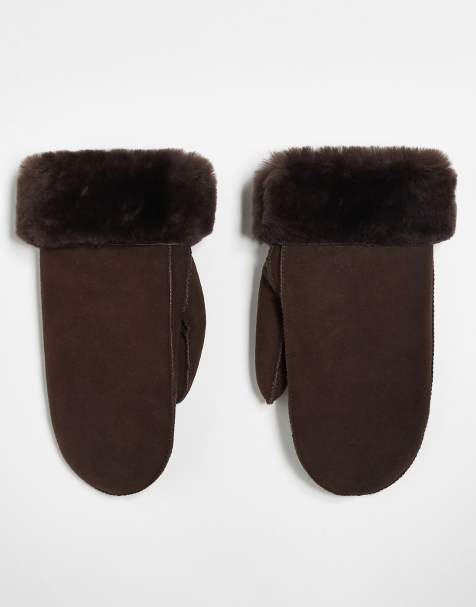 Becksondergaard doa shearling gloves in chocolate brown - view 1