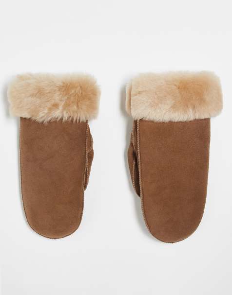 Becksondergaard doa shearling gloves in tan - view 1