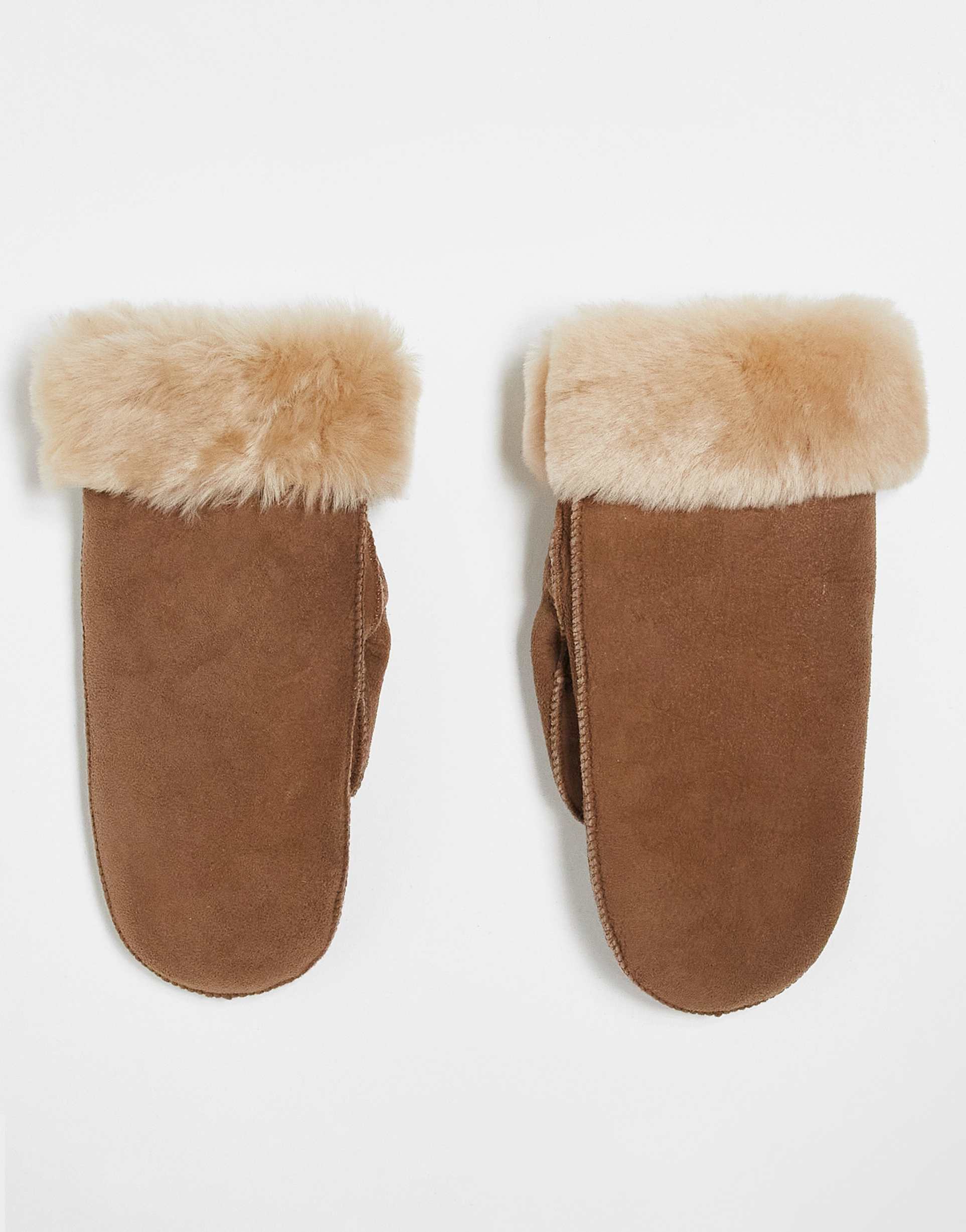 becksondergaard doa shearling gloves in tan