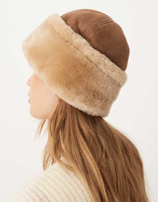 Becksondergaard dora shearling hat in tan | ASOS