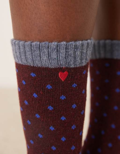 Becksöndergaard dotted wola polkadot socks in burgundy and light blue , 2 of 3