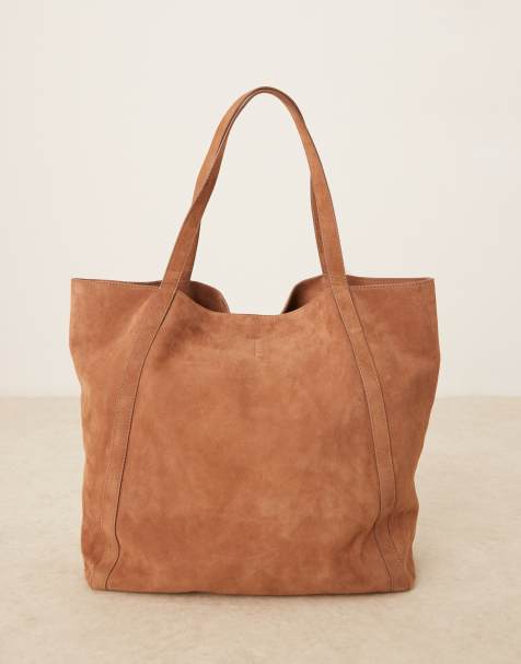 Becksondergaard eden large suede tote bag in tan - view 1