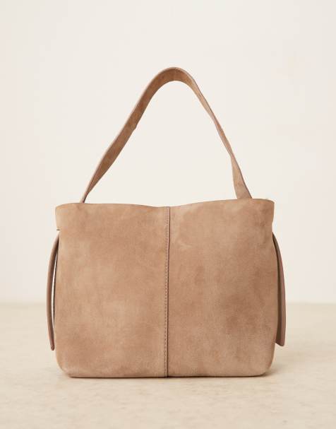 Becksondergaard - Fraya - Borsa da spalla in camoscio color pietra con tracolla - view 1
