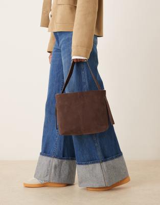 Becksondergaard Fraya Suede Shoulder Bag With Crossbody Strap In Brown