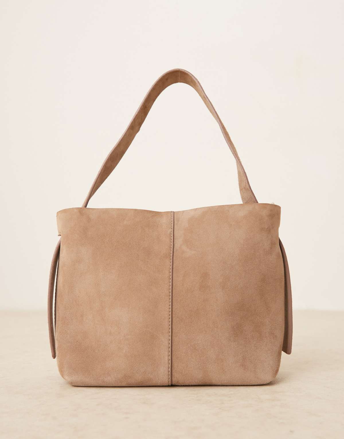 Becksondergaard fraya suede shoulder bag with crossbody strap in stone
