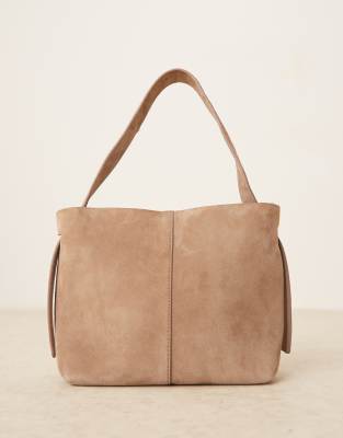 Becksondergaard - Fraya - Wildleder-Schultertasche in Steinbeige mit Umhängeriemen-Neutral