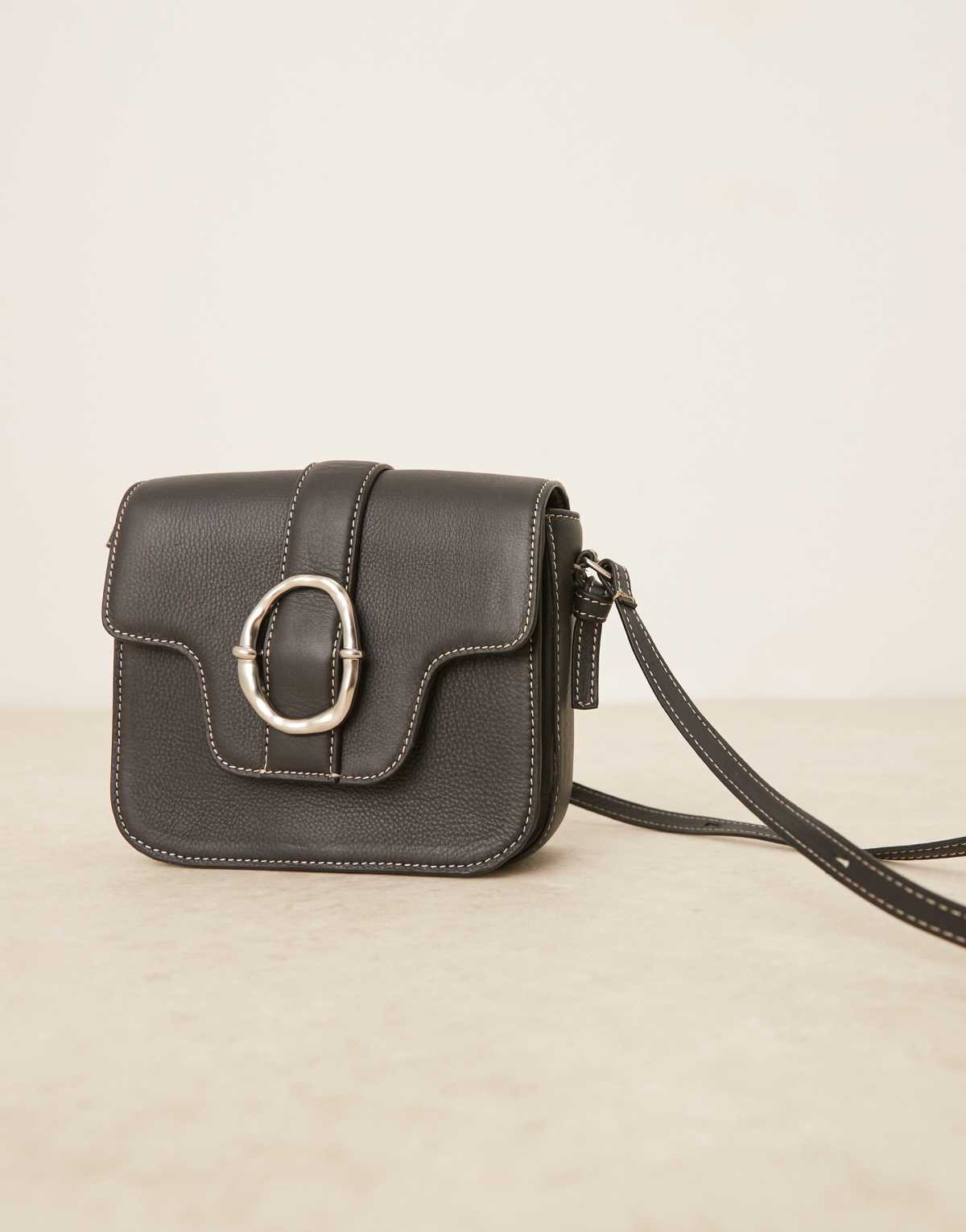 Becksondergaard iris leather crossbody buckle bag in black