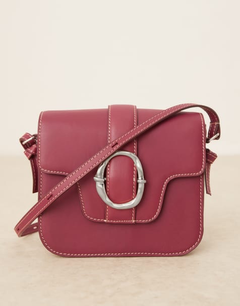Becksondergaard iris leather crossbody buckle bag in burgundy - view 1