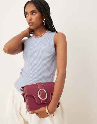 Becksondergaard Iris Leather Crossbody Buckle Bag In Burgundy