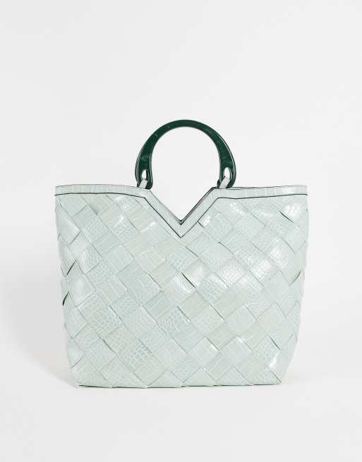 Becksöndergaard large croc embossed tote bag in green