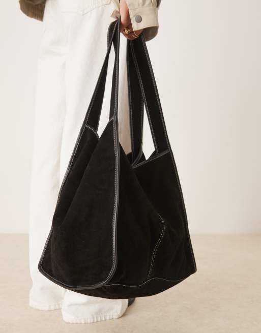 Becksondergaard Laurel suede tote bag with contrast stitch in