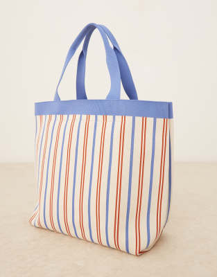 lillian canvas tote bag in multi stripes