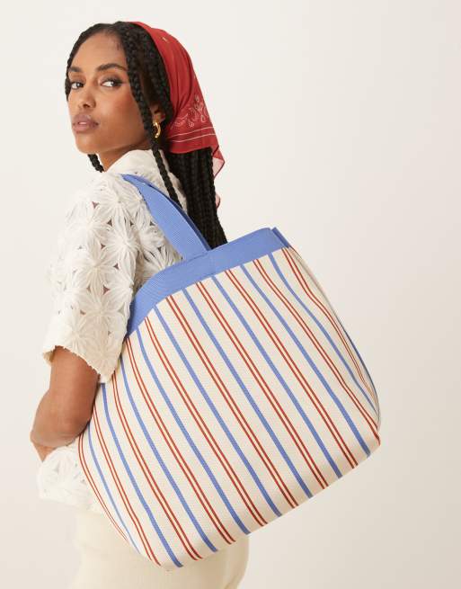 Becksondergaard lillian canvas tote bag in multi stripes | ASOS
