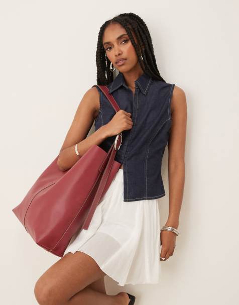 Becksondergaard - Mae - Maxi borsa in pelle bordeaux con manico con fibbia - view 1