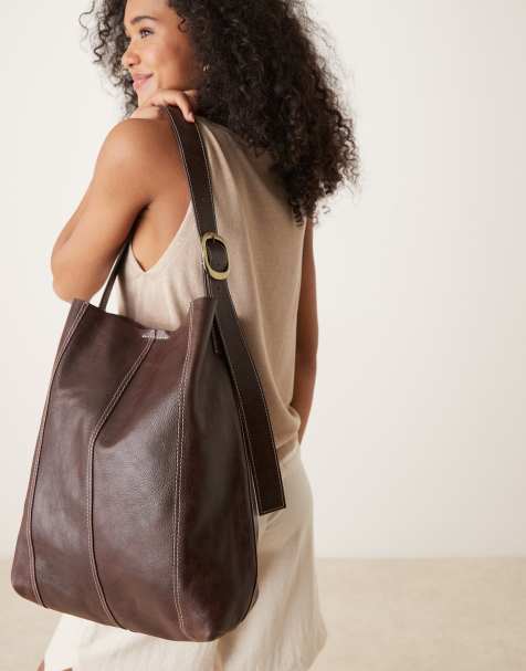 Becksondergaard - Mae - Tote bag porté épaule en cuir avec boucle - Marron chocolat - view 1