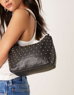 Becksondergaard Becksondergaard nappa leather studded shoulder bag in black