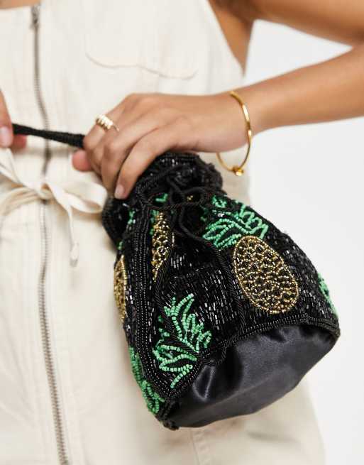 Becksondergaard pineapple beaded bucket bag in black ASOS