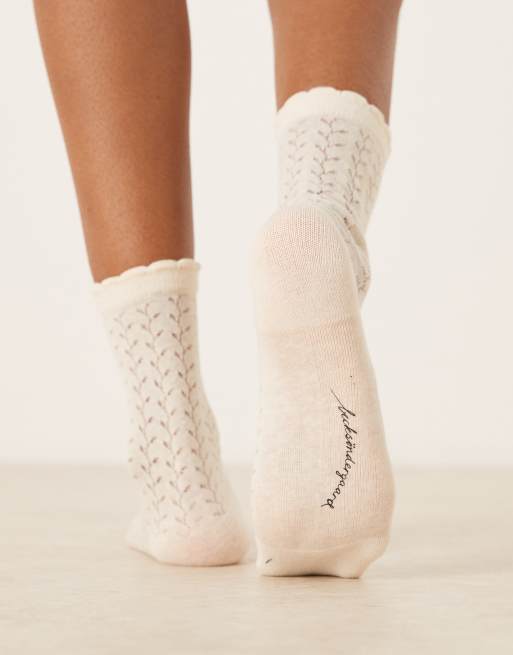 Becksondergaard pointelle frill socks in white, 3 of 3