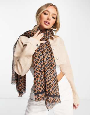 BECK SÖNDERGAARD Scallopia Striped Cotta Scarf Wood Trush Brown