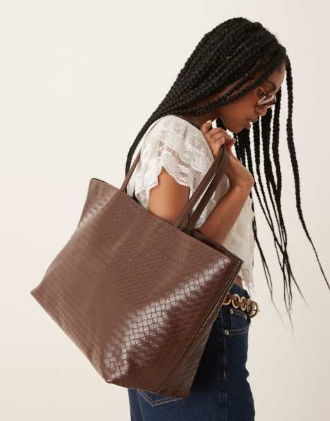 Becksöndergaard - Rallo Lottie - Geweven tote tas in chocoladebruin - view 1