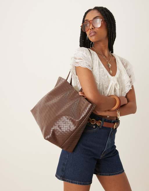 Becksondergaard - Rallo Lottie - Maxi borsa intrecciata marrone cioccolato 