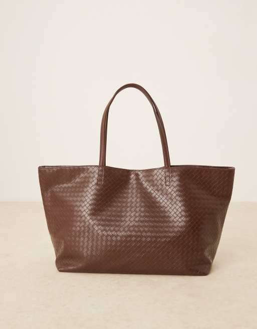 Becksondergaard rallo lottie woven tote bag in chocolate brown