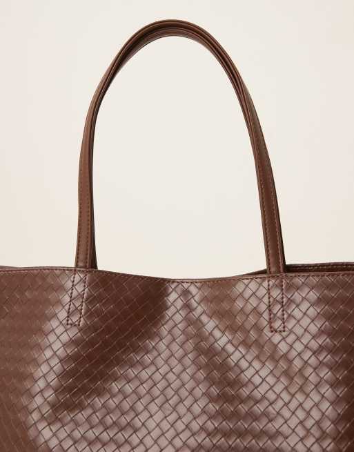 Becksondergaard rallo lottie woven tote bag in chocolate brown