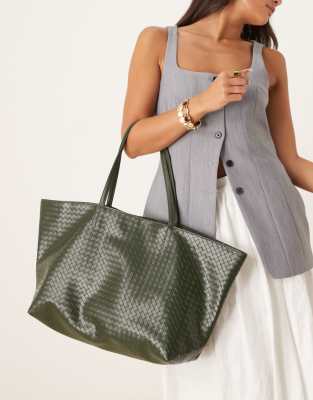 Becksondergaard Becksondergaard rallo lottie woven tote bag in dark green