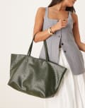 [Becksondergaard] Becksondergaard Rallo Lottie woven tote bag in dark green No Size Dark green