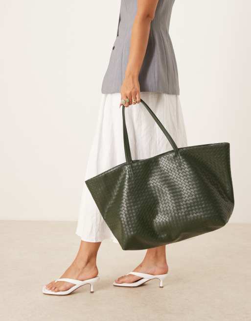 Becksondergaard rallo lottie woven tote bag in dark green