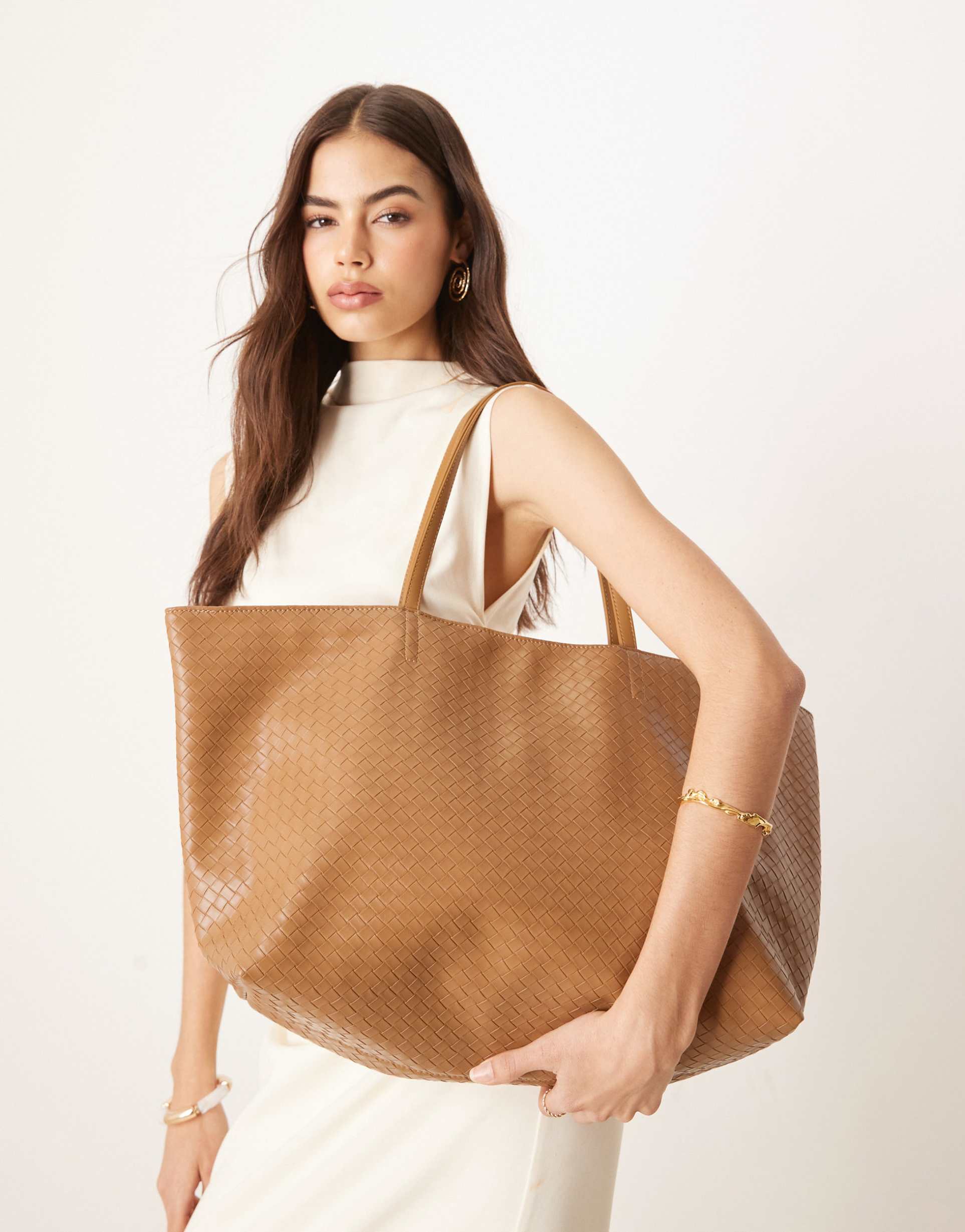 becksondergaard rallo lottie woven tote bag in ochre yellow