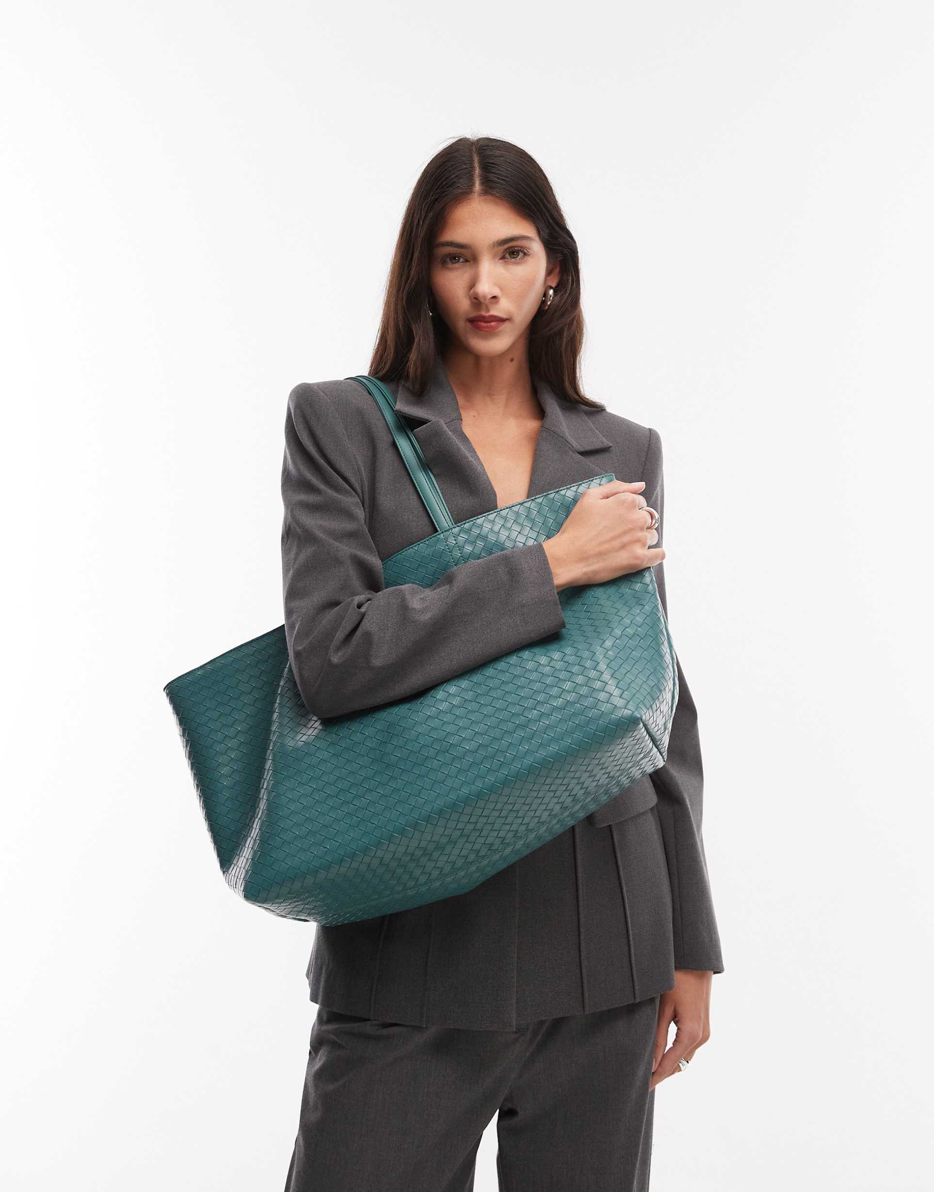 becksondergaard rallo lottie woven tote bag in teal