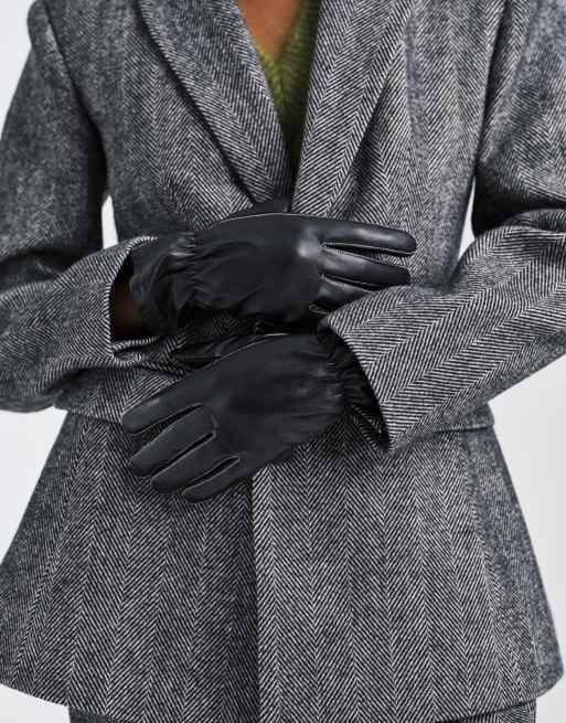 Becksondergaard smooth leather gloves in black