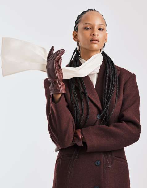 Becksondergaard smooth leather gloves in burgundy - view 1