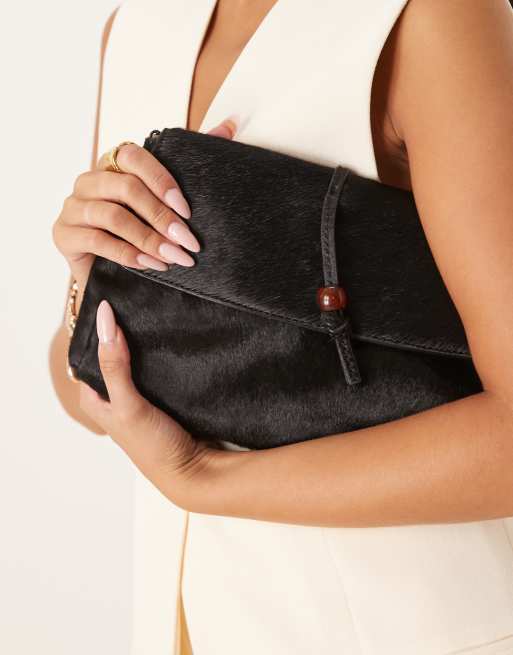 Becksondergaard - Sort crossbody-taske i ægte læder med hår-finish , 3 af 4