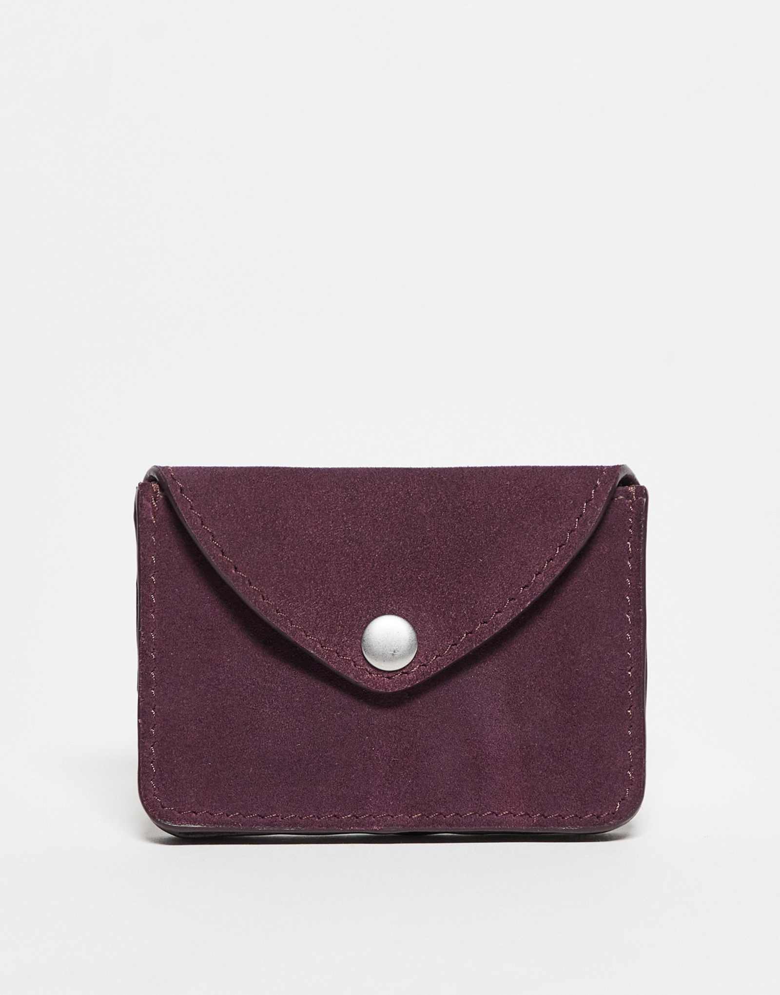 Бордовый замшевый кошелек для карточек Becksondergaard с застежкой-молнией