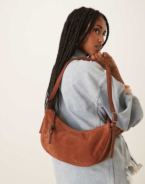 Becksondergaard Tacey suede crescent shoulder bag in brown - view 1