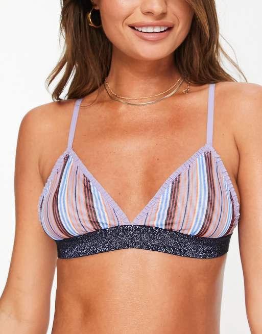 Becksondergaard - Tassie - Reggiseno in rete a righe multicolore