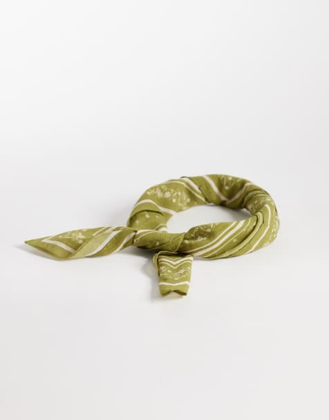 Becksondergaard Tulipa cotton headscarf in olive green - view 1
