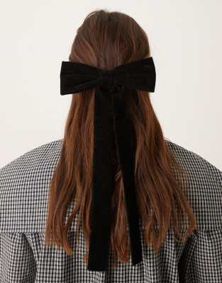 Becksondergaard Becksondergaard velvet long hair bow in black