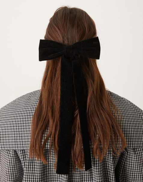 Becksondergaard velvet long hair bow in black - view 1