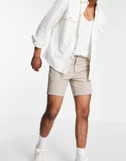 Beige chinoshorts med smal pasform fra ASOS DESIGN